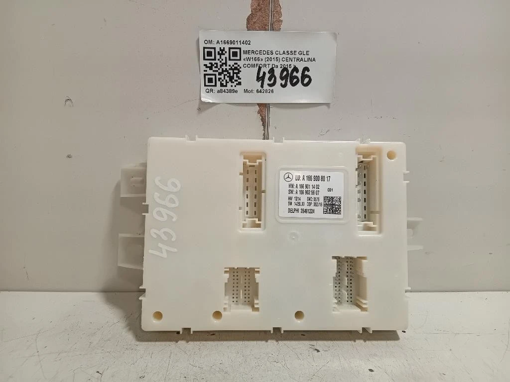 Centralina Comfort A1669011402 Mercedes Classe GLE W166 2015