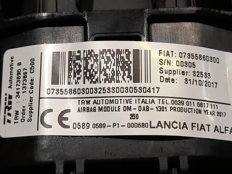 Air-bag Guidatore AIRBAG JUMPER 07355860300 Citroen Jumper III 2014