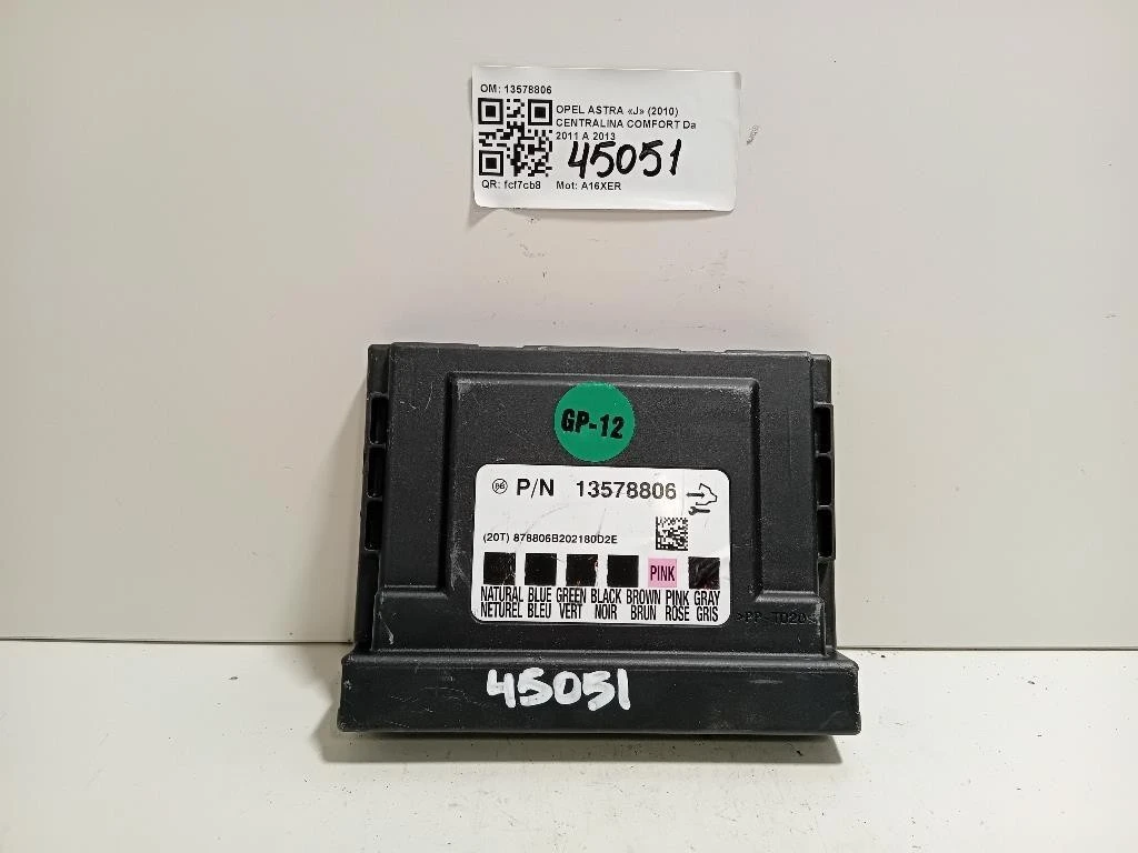 Centralina Comfort 13578806 Opel Astra J 2010