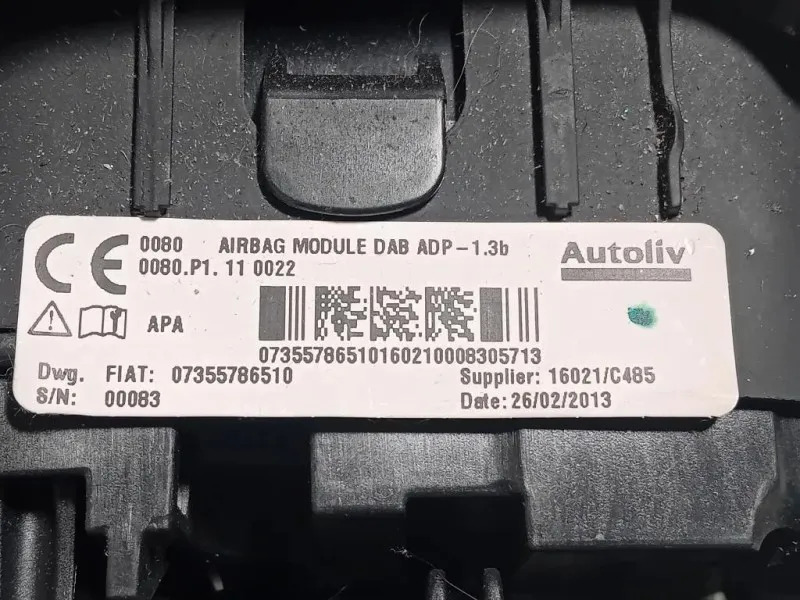 Air-bag Guidatore 07355786510 Fiat 500L 2013