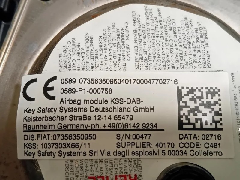 Air-bag Guidatore 7356350950 Fiat 500X 2015