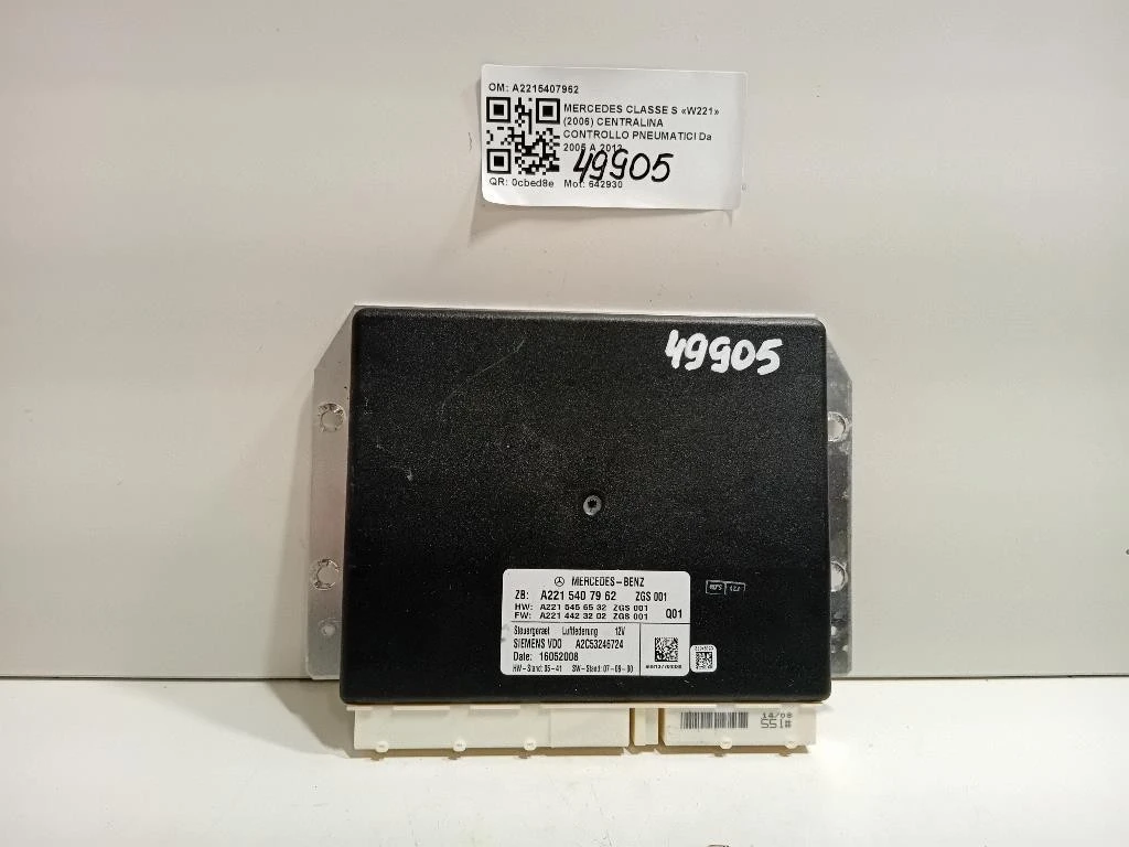 Centralina Controllo Pneumatici A2215407962 Mercedes Classe S W221 2006