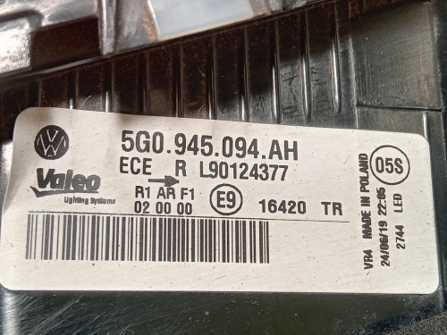 Fanale POST SX 5G0 945 094 AH Volkswagen GOLF VII 2017