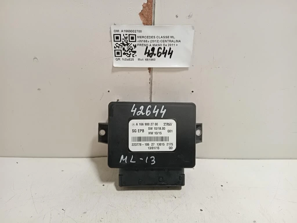 Centralina Freno A MANO A1669002700 Mercedes Classe ML W166 2012