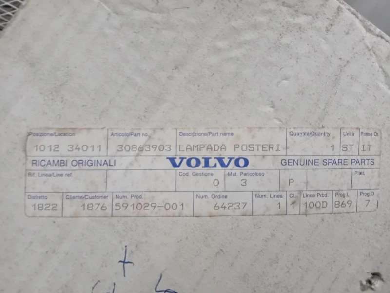 Fanale POST SX 30863903 S40 V40 Volvo V40 I 1996