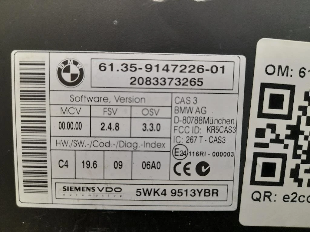 Centralina Immobilizer 61359147226 Bmw Serie 1 E87 Berlina 2005