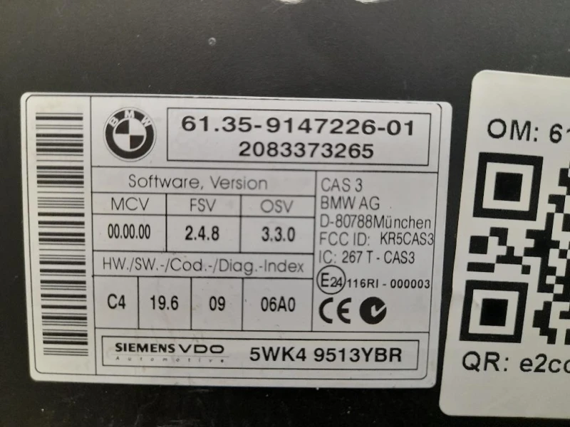Centralina Immobilizer 61359147226 Bmw Serie 1 E87 Berlina 2005