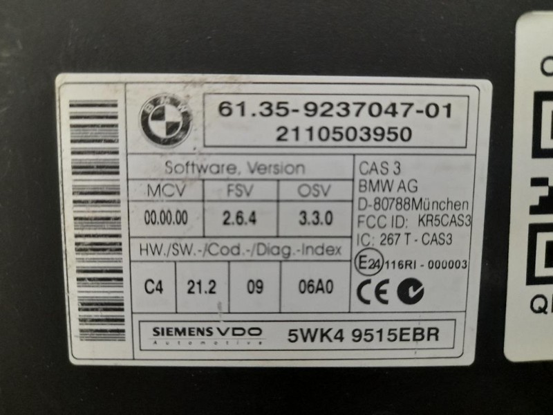 Centralina Immobilizer 61359237047 Bmw Serie 1 E87 Berlina 2005