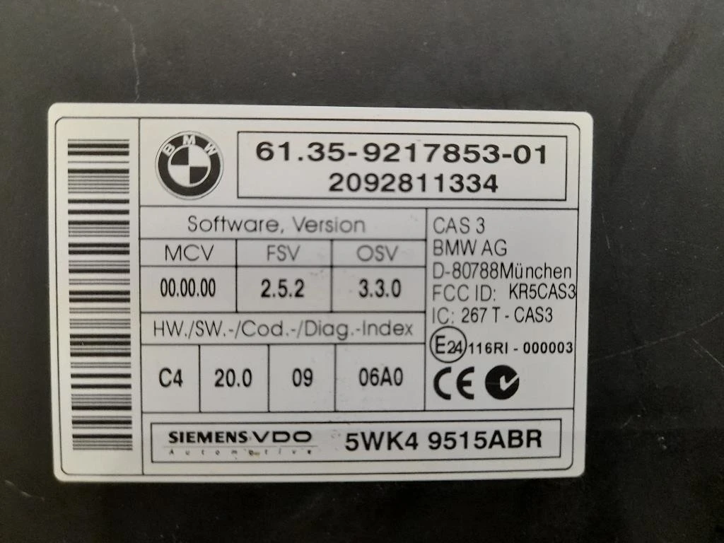 Centralina Immobilizer 61359217853 Bmw Serie 3 E90 Berlina 2005