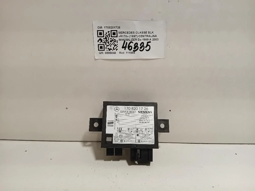 Centralina Immobilizer 1708201726 Mercedes Classe SLK R170 1997