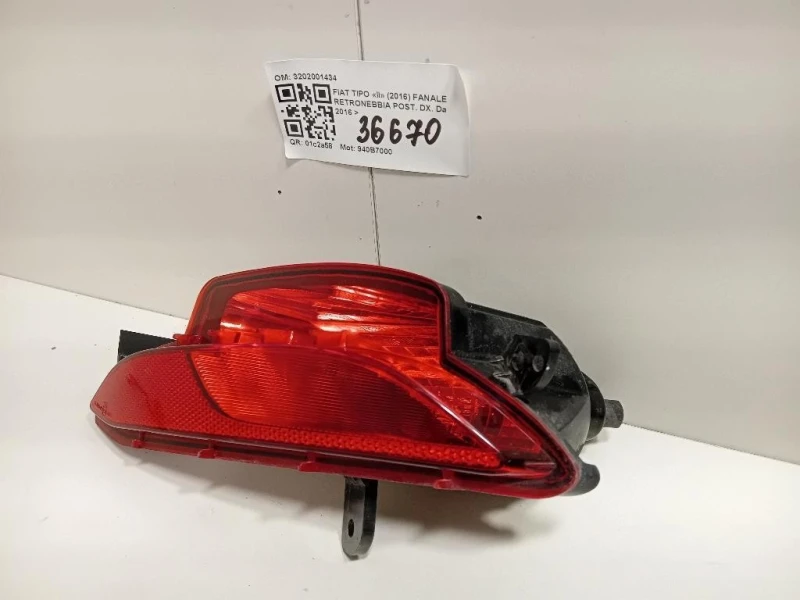 Fanale Retronebbia POST DX 3202001434 Fiat TIPO II 2016