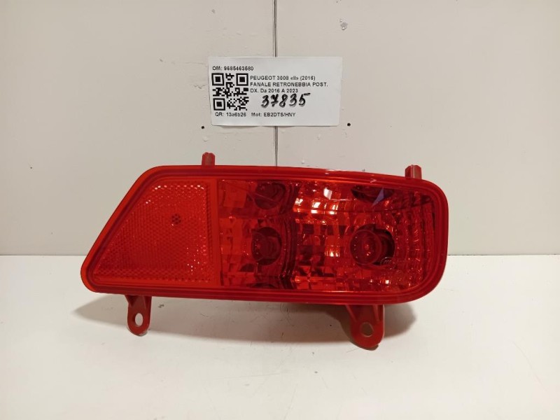 Fanale Retronebbia POST DX 9685463580 Peugeot 3008 II 2016