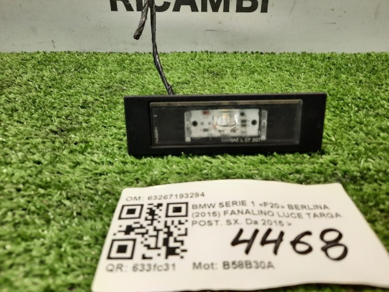 Fanalino LUCE Targa POST SX 63267193294 Bmw Serie 1 F20 Berlina 2015