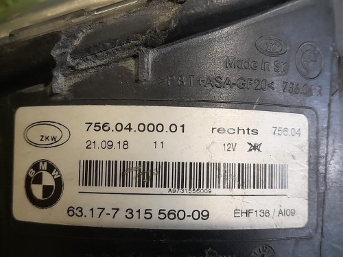 Fendinebbia ANT DX 7560400001 Bmw Serie 1 F21 Berlina 2012