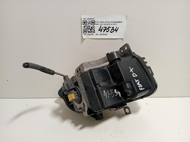 Fendinebbia ANT DX 89250381 Fiat 500X 2015