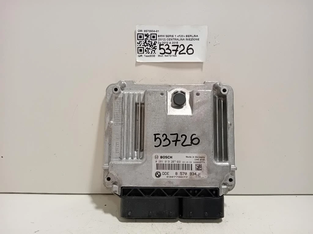 Centralina Iniezione 8570934-01 Bmw Serie 1 F20 Berlina 2012