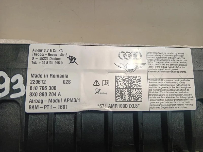 Air-bag Passeggero 8X0880204A Audi A1 8XA Sportback 2012