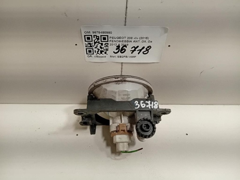 Fendinebbia ANT DX 9675450980 Peugeot 208 I 2015