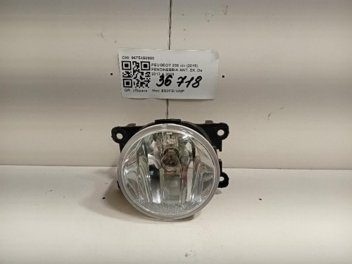 Fendinebbia ANT DX 9675450980 Peugeot 208 I 2015