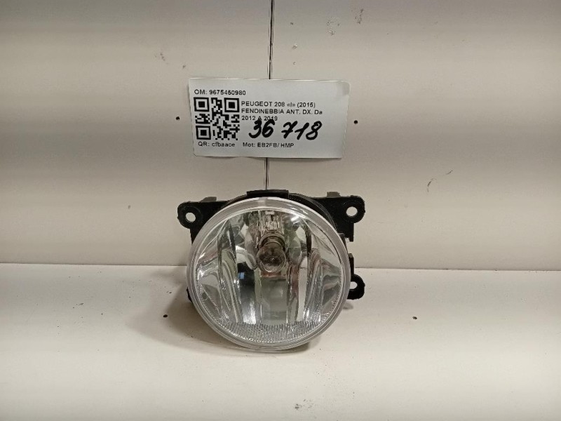 Fendinebbia ANT DX 9675450980 Peugeot 208 I 2015