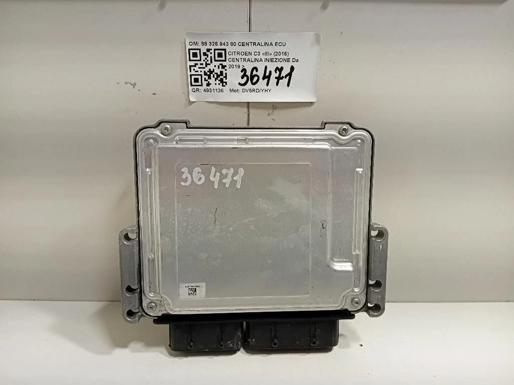 Centralina Iniezione 98 326 943 80 CENTRALINA ECU Citroen C3 III 2016