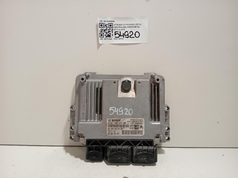 Centralina Iniezione 9878495980 Citroen C3 Picasso 2013