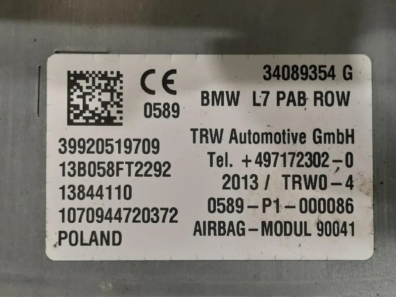 Air-bag Passeggero 34089354 G Bmw Serie 1 F20 Berlina 2012