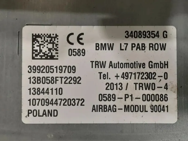Air-bag Passeggero 34089354 G Bmw Serie 1 F20 Berlina 2012