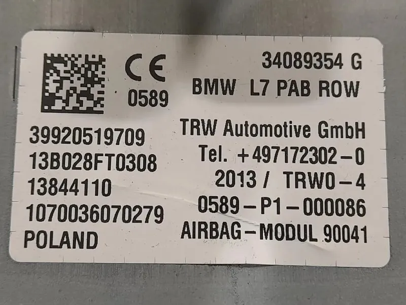 Air-bag Passeggero 34089354 G Bmw Serie 1 F20 Berlina 2012