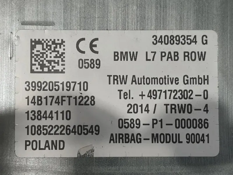 Air-bag Passeggero 39920519710 Bmw Serie 1 F20 Berlina 2015