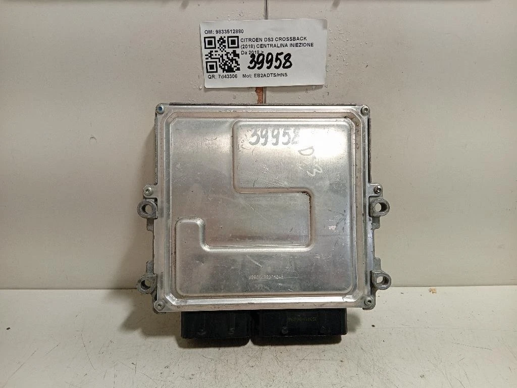 Centralina Iniezione 9833512880 Citroen DS3 Crossback 2018