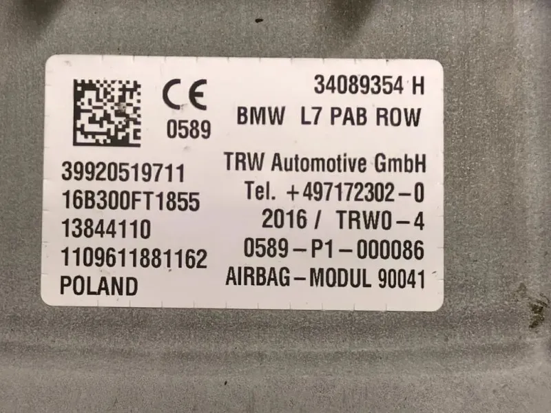 Air-bag Passeggero 34089354 Bmw Serie 1 F20 Berlina 2015