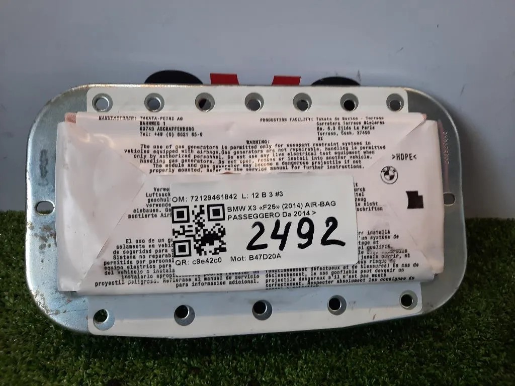 Air-bag Passeggero 72129461842 Bmw X3 F25 2014