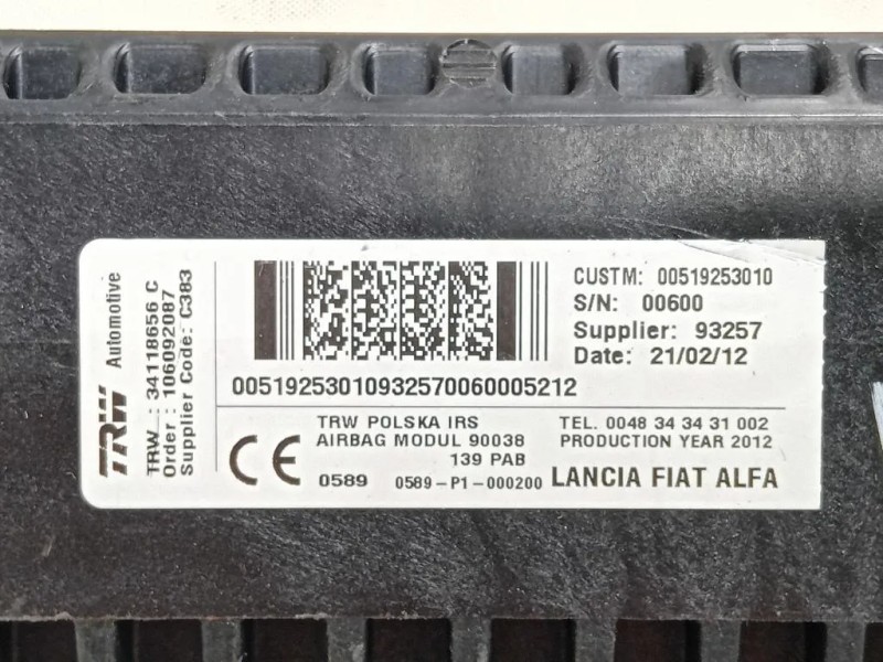 Air-bag Passeggero 34118656C Fiat Panda III 2012