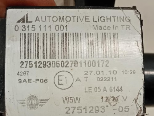 Fendinebbia ANT SX 2751293-05 Mini MINI Cooper R56 2007