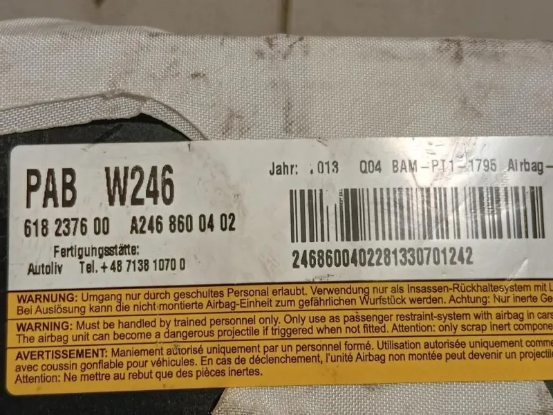 Air-bag Passeggero A2468600402 Mercedes Classe B W246 2012