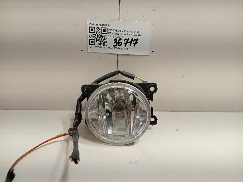 Fendinebbia ANT SX 9675450980 Peugeot 208 I 2015