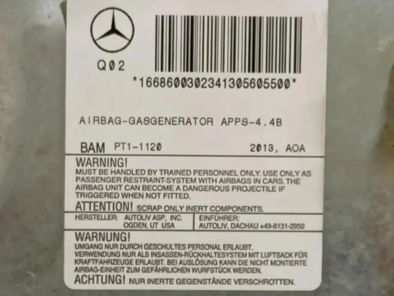 Air-bag Passeggero A1668602402 Mercedes Classe ML W166 2012