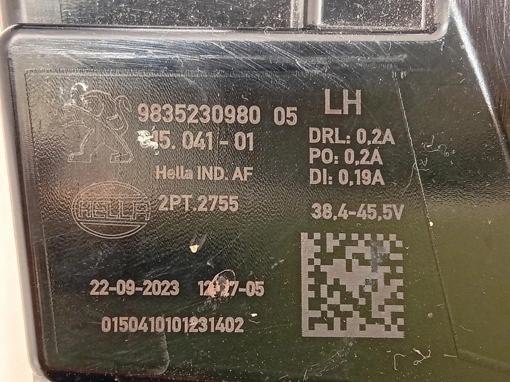 Fendinebbia ANT SX 98352309880 Peugeot 308 III 2021