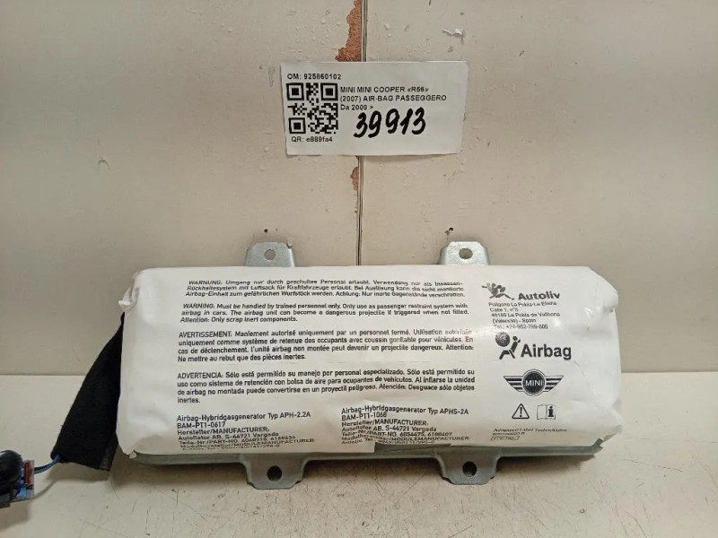 Air-bag Passeggero 925860102 Mini MINI Cooper R56 2007