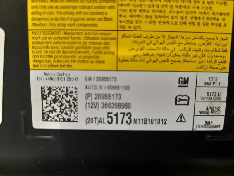 Air-bag Passeggero 20955173 Opel Insignia A 2009