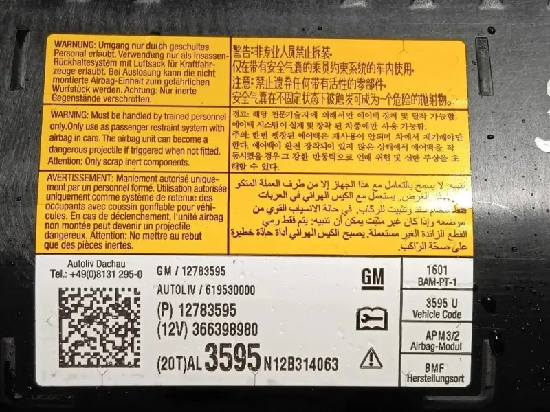 Air-bag Passeggero 12783595 Opel Zafira C 2012