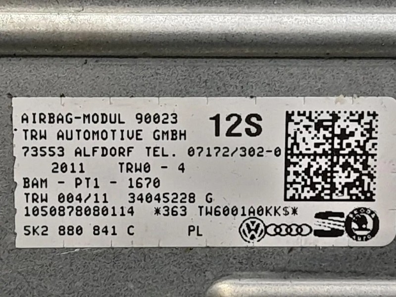 Air-bag Passeggero 34034011E Volkswagen GOLF VI 2009