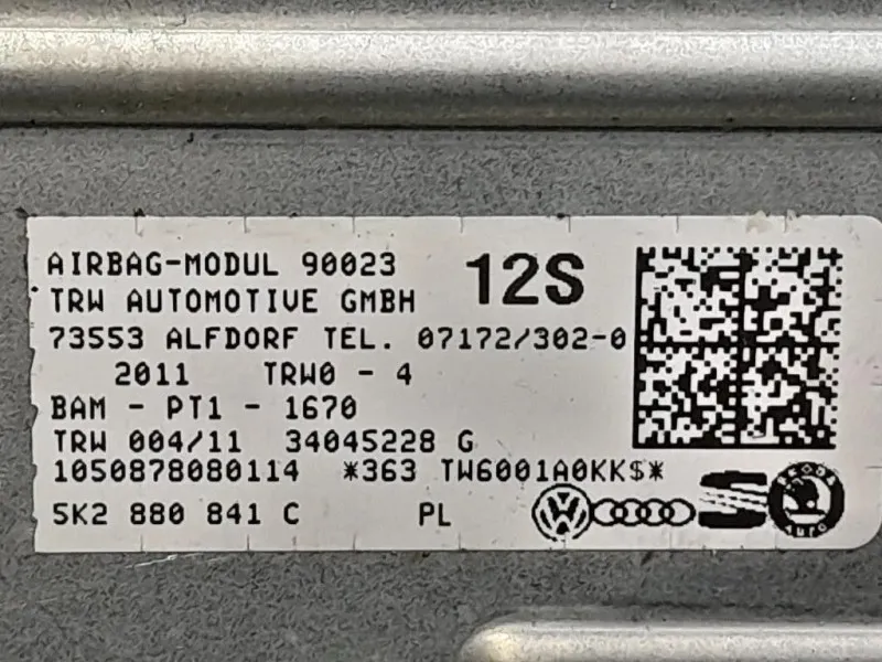 Air-bag Passeggero 34034011E Volkswagen GOLF VI 2009