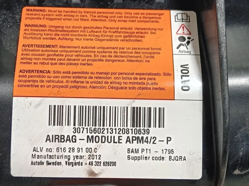Air-bag Passeggero 610640900 Volvo V60 I 2010