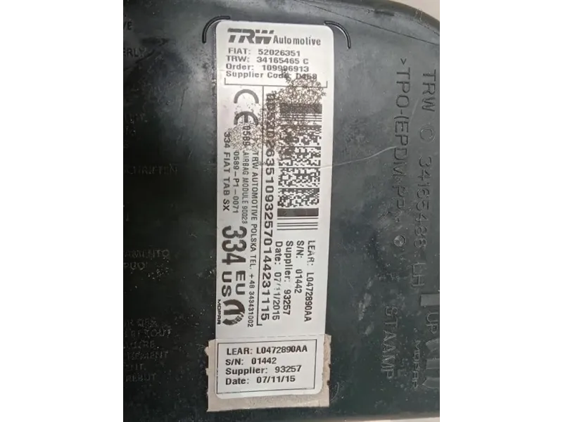 Air-bag Sedile ANT SX 34165486 Fiat 500X 2015