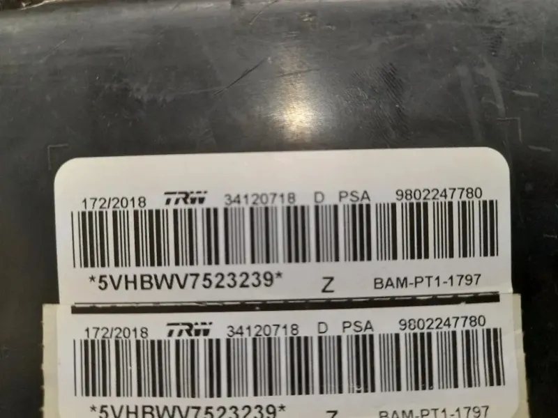 Air-bag Sedile ANT SX 9802247780 Peugeot 208 I 2015