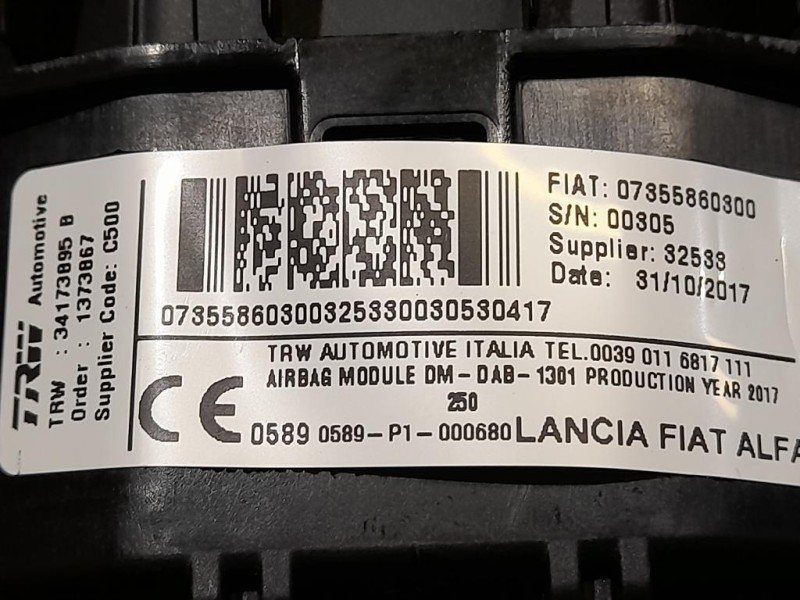 Air-bag Guidatore AIRBAG JUMPER 07355860300 Citroen Jumper III 2014