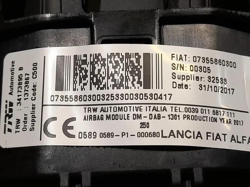 Air-bag Guidatore AIRBAG JUMPER 07355860300 Citroen Jumper III 2014