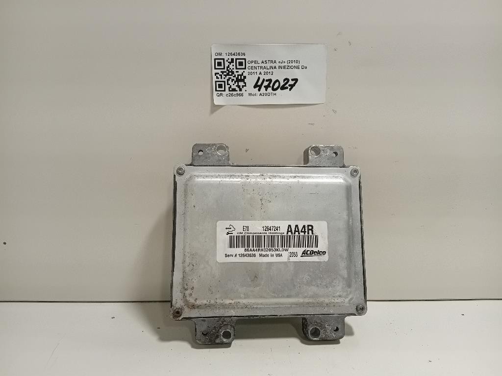 Centralina Iniezione 12643636 Opel Astra J 2010
